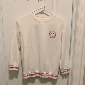 art class Girl’s Stylish Cream Sweatshirt with Pink Smiley Design. Size:M.